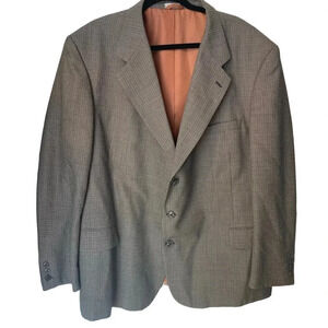 Trieste Wool Blend Plaid Print 3 Buttons Blazer Sport Coat Men Size 50R Pockets